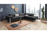 Ecksofa W.SCHILLIG "finn, toller Sitzkomfort, L-Form, hochwertige Verarbeitungsdetails", schwarz (schwarz z59), B:281cm H:71cm T:230cm, Flachgewebe S22 (100% Polyester);Stoff S37 (100% Polyester);Longlife Xtra-Leder Z59: Glattleder mit modischer Prägung. Hautstärke 0, 9 - 1, 1 mm, Sofas, Ecksofa, German Design Award 2016, Fußgestell Chrom glänzend, Breite 281 cm