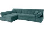 Ecksofa DOMO COLLECTION "MONA 297x173 cm, modern und komfortabel", blau (petrol), B:297cm H:80cm T:173cm, Struktur fein 100% Polyester;Chenilleoptik 100% Polyester;SOFTLUX/Struktur fein 100% Polyester, Sofas, Ecksofa, whlw. mit Bettfunktion, L-Form