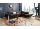 Ecksofa W.SCHILLIG "finn, toller Sitzkomfort, L-Form, hochwertige Verarbeitungsdetails", braun (braun z59), B:281cm H:71cm T:230cm, Flachgewebe S22 (100% Polyester);Stoff S37 (100% Polyester);Longlife Xtra-Leder Z59: Glattleder mit modischer Prägung. Hautstärke 0, 9 - 1, 1 mm, Sofas, Ecksofa, German Design Award 2016, Fußgestell Chrom glänzend, Breite 281 cm