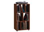 Mid.you Schallplattenregal, Nussbaum, Kunststoff, Holzoptik, 2 Fächer, 60x115x36 cm, Wohnzimmer, Regale, CD & DVD-Regale