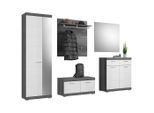 Mid.you , Silberfarben, Dunkelgrau, Weiß Hochglanz , Glas, Holzwerkstoff , 272x197x40 cm , FSC MIX , Garderobe, Garderoben-Set