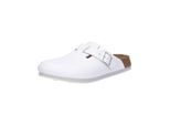Pantolette BIRKENSTOCK "Boston SL", Damen, Gr. 40, weiß, Obermaterial: 100% Rindsleder Leather cow., Schuhe Pantolette