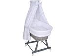 My Baby Lou Stubenwagen-Komplettset , Grau , Holz, Textil , 5-teilig , Kernbuche , Hartholz , Herz , Füllung: Fleece , 60x73x91 cm , Made in EU , Baby- und Kindermöbel, Babyzimmer, Babybetten, Stubenwagen & Babywiegen
