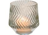 Windlicht CREATIV HOME "Kerzenhalter Relief", transparent, H:8cm Ø:8cm, Glas, Kerzenhalter, Windlicht, Teelichthalter aus Glas, mit geschliffener Oberfläche