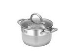Kochtopf RESTO KITCHENWARE "Rigel, Topf energiesparend und spülmaschinenfest", silber (silberfarben), H:10,5cm L:29cm Ø:18cm, Töpfe, Kochtopf, mit hitzebeständigem Glasdeckel, im Geschenkkarton