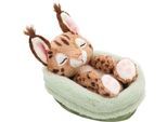 Kuscheltier NICI "Sleeping Pets, Karakal, 12 cm", braun, Plüschfiguren, KinderB:8cm H:12cm L:7cm, Kuscheltier, im Körbchen, B:8cm H:12cm L:7cm