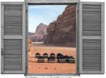 Wandtattoo QUEENCE "Hütten im Wüstengebirge", braun, B:80cm H:60cm T:0,1cm, Wandtattoos, Wandtattoo, Wandsticker, Wandbild, selbstklebend, 3D, Fenster