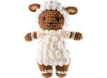 Kuscheltier HEUNEC "Crochi, Häkel-Freund Lamm", braun (braun, creme), Plüschfiguren, KinderH:15cm, Kuscheltier, H:15cm