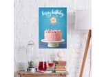 Metallbild QUEENCE "Birthday Cake", blau (farbe bild(er): blau), B:20cm H:30cm, Metall, Stahl, Bilder, Metallbild, Stahlschilder
