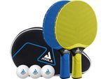 Tischtennisschläger JOOLA "VIVID Outdoor", bunt (schwarz, blau, grün), Tischtennisschläger, KinderB:165mm L:280mm T:45mm, Tischtennisschläger, B:165mm L:280mm T:45mm