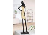 Afrikafigur GILDE "Figur Dorada", schwarz (goldfarben, schwarz), B:13,5cm H:44,5cm T:8cm, Kunstharz, Dekofiguren, Afrikafigur