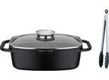 Bräter GSW "Gourmet Grantit", schwarz, B:21cm H:11,5cm L:40cm, Töpfe, Bräter, Induktion, 6 Liter, inkl. Servierzange