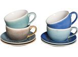 Cappuccinotasse CREATABLE "Caldera Mix, Cappuccino-Set, 8-tlg.", bunt, 8 Stk., Steinzeug, Trinkgefäße, Cappuccinotasse, Reaktivglasur