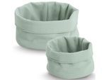 Aufbewahrungskorb ZELLER PRESENT "Waffelpiqué 2-tlg.", mint, B:20cm H:12cm T:20cm Ø:20cm, Polyester, Aufbewahrungsboxen, Aufbewahrungskorb, hochwertiges Waffelpiqué, Rand krempelbar