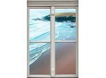 Wandsticker QUEENCE "Strand", blau, B:40cm H:60cm T:0,1cm, Wandtattoos, Wandsticker, Wandsticker, Wandbild, selbstklebend, 3D, Fenster