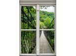 Wandsticker QUEENCE "Brücke", braun, B:40cm H:60cm T:0,1cm, Wandtattoos, Wandsticker, Wandsticker, Wandbild, selbstklebend, 3D, Fenster