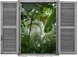 Wandtattoo QUEENCE "Urwald", grün, B:80cm H:60cm T:0,1cm, Wandtattoos, Wandtattoo, Wandsticker, Wandbild, selbstklebend, 3D, Fenster
