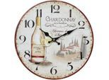 Wanduhr AMBIENTE HAUS "Wanduhr - Wein 28cm", bunt, B:28cm H:28cm T:3,5cm, Wanduhren, Wanduhr