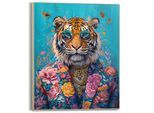 Wandbild REINDERS "Gekleideter Tiger", bunt (farbe bild(er): mehrfarbig), B:50cm H:40cm T:3cm, Bilder, Wandbild, Wohnzimmer - Mehrfarbig - MDF - Tiere - 50x40 cm