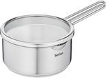 Kasserolle TEFAL "Nordica, kleiner Topf Induktion 16 cm", silber (edelstahlfarben), B:18cm H:7,5cm L:33cm Ø:16cm, Töpfe, Kasserolle, Siebdeckel zum sicheren und mühelosen Abgießen, Doppelgriff