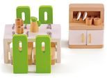 Puppenhausmöbel HAPE "Esszimmer", beige (natur, grün), Puppenmöbel, Kinder, Puppenhausmöbel