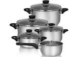 Topf-Set KRÜGER "Apollo", silber (edelstahlfarben), Töpfe, Topf-Set, für Induktions-Kochfelder geeignet