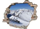 Wandtattoo QUEENCE "Berge", weiß, B:60cm H:50cm T:0,1cm, Wandtattoos, Wandtattoo, Wandsticker, Wandbild, selbstklebend, 3D, Wanddurchbruch