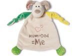 Schmusetuch NICI "My First NICI Kollektion, Hund Fino, Mum+Dad=Me", Baby, bunt, Plüsch, Polyester, Schnuffeltücher Schmusetuch, mit aufgestickten Augen