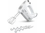 BOSCH Handmixer "CleverMixx MFQ24200, Edelst. Rührbesen/Knethaken, 4 Stufen, weiß", bunt (weiß, silberfarben), B:20cm H:15,3cm T:7,3cm, Mixer, Auswurftaste, leichtes Gehäuse, Made in Europe, Handmixer