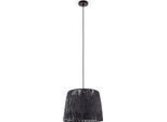 PACO HOME Pendelleuchte "Hugo Amadeo", schwarz (schwazr schwrz), Ø 35cm H: 26cm, Leuchten, Wohnzimmer Esszimmer Rattan Optik Boho Lampenschirm Papier, Pendelleuchte