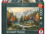 Puzzle SCHMIDT SPIELE "Thomas Kinkade Studios, Herbstabend am See", bunt, Puzzles, KinderB:70cm H:50cm, Motiv, Puzzle, Made in Germany, B:70cm H:50cm