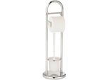 WC-Garnitur WENKO "Siena", silber (glänzend), H:63cm L:19cm, Edelstahl, Reinigungsbürsten, WC-Garnitur, Stand WC-Garnitur, Toilettenpapierhalter, Rollenhalter & WC-Bürste
