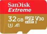 SANDISK Speicherkarte "Extreme microSDHC", bunt (rot, weiß, gelb), 32 GB, Speicherkarten, SD-Adapter, Rescue Pro Deluxe, Speicherkarte