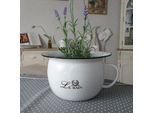 Übertopf AMBIENTE HAUS "Nachttopf / Töpfchen aus Emaille", weiß (antikweiß), B:25cm H:14cm T:22cm, emailliertes Stahlblech, Pflanzgefäße, Übertopf