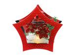 Teelichthalter I.GE.A. "Deko-Objekt mit LED Licht und Teelichtkerze", rot, B:21cm H:20cm, Glas, Kerzenhalter, Teelichthalter, Mit Christstern Beeren Tanne Kunstschnee Weihnachtsdeko Dekoobjekt