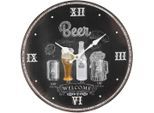 Wanduhr AMBIENTE HAUS "Wanduhr - Beer 28cm", schwarz, B:28cm H:25cm T:2cm, Wanduhren, Wanduhr