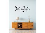 Wandtattoo HOME AFFAIRE "Alles wird gut - Schmetterlinge", schwarz, B:60cm H:25cm, Wandtattoos, Wandtattoo, Wandaufkleber, selbstklebend, rückstandslos abziehbar