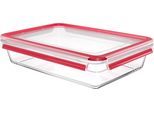 Frischhaltedose EMSA "Clip & Close Glas", rot, B:22,8cm H:8cm L:32,8cm, Glas, Kunststoff, Lebensmittelaufbewahrungsbehälter, Frischhaltedose, 3L, stapelbar, gefrier-, backofen-, mikrowellen- und spülmaschinenfest, Topseller