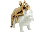 Dekofigur KARE DESIGN "Deko Figur Love Dogs Gold", gold (goldfarben), B:10,8cm H:17,2cm T:19,5cm, Porzellan, Dekofiguren, Dekofigur