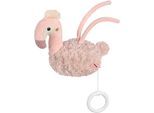 Spieluhr FEHN "Lazy, Crazy & Pink, Flamingo", rosa (rose), Spieluhren, BabyB:13,9cm H:14,5cm L:8,8cm, Plüsch, Softvelours, Spieluhr, B:13,9cm H:14,5cm L:8,8cm