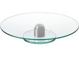 Tortenplatte LEONARDO "TURN", transparent (klar), B:34cm H:7cm T:34cm Ø:33cm, Aluminium, Edelstahl, Glas, Servierplatten, Tortenplatte, drehbar, Ø 33 cm