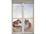 Wandsticker QUEENCE "Tiger", bunt, B:40cm H:60cm T:0,1cm, Wandtattoos, Wandsticker, Wandsticker, Wandbild, selbstklebend, 3D, Fenster