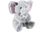 Kuscheltier HEUNEC "Misanimo, Elefant mit Baby, 25 cm", grau (grau, rosa), Plüschfiguren, KinderH:25cm, Plüsch, Softwool, Kuscheltier, H:25cm
