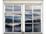 Wandsticker QUEENCE "Nebelige Berge", grau, B:40cm H:60cm T:0,1cm, Wandtattoos, Wandsticker, Wandsticker, Wandbild, selbstklebend, 3D, Fenster
