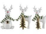Weihnachtsfigur CREATIV HOME "Hirsch", weiß, B:12cm H:21cm T:8cm, Dekofiguren, Weihnachtsfigur, mit Schal