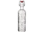 Trinkflasche BORMIOLI ROCCO "Oriente, Glasflasche 1,45 l, mit Bügelverschluss", transparent, H:32,4cm, Glas, Trinkflaschen, Trinkflasche, aus Glas, ideal für Vorrat, Servieren oder Selbstgemachtes