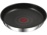 Bratpfanne TEFAL "Ingenio Preference", edelstahl, B:27,4cm H:5,1cm L:27,4cm Ø:26cm, Pfannen, Bratpfanne, stapelbar, Antihaftversiegelung, Thermo-Signal, 18/10-Edelstahl