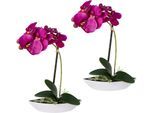 Kunstorchidee CREATIV GREEN "Phalaenopsis", lila, B:6,5cm H:30cm L:19,5cm, Kunststoff, Kunstpflanzen, Kunstorchidee, 2er Set, in Kunststoffschale