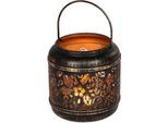 Kerzenlaterne AMBIENTE HAUS "Laterne aus Metall - (H) 20cm", gold (schwarz, goldfarben), B:13cm H:13cm T:13cm, Eisen, Kerzenhalter, Kerzenlaterne