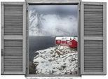 Wandtattoo QUEENCE "Norwegen Winter", weiß, B:80cm H:60cm T:0,1cm, Wandtattoos, Wandtattoo, Wandsticker, Wandbild, selbstklebend, 3D, Fenster
